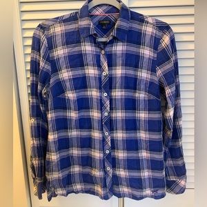 Talbots Plaid Cotton Button Blouse - XS